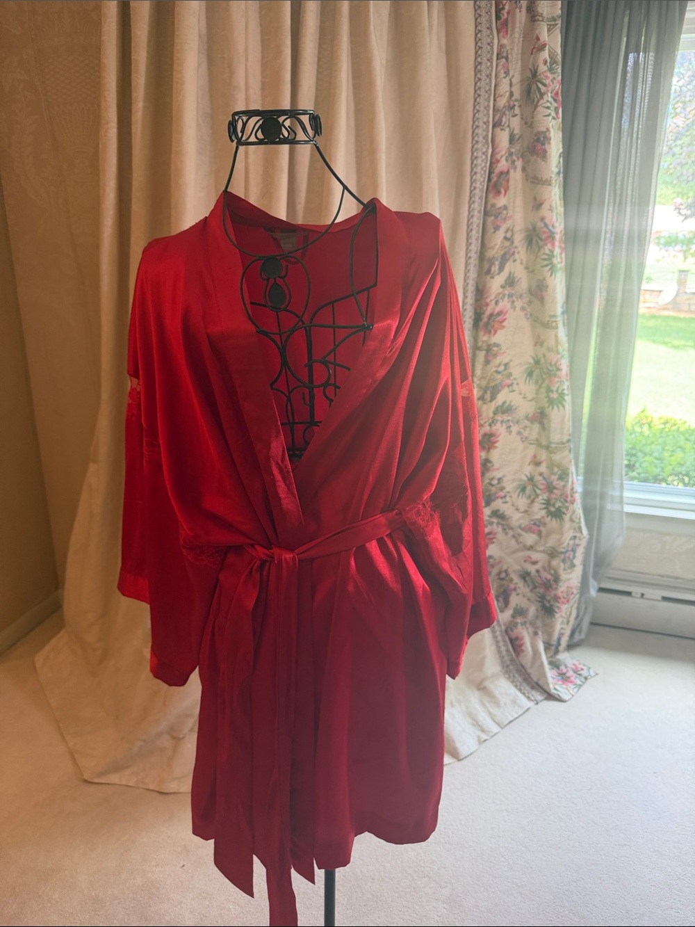 Victoria Secret Red Satin Robe with Waist Tie - Women Intimates & Sleepwear